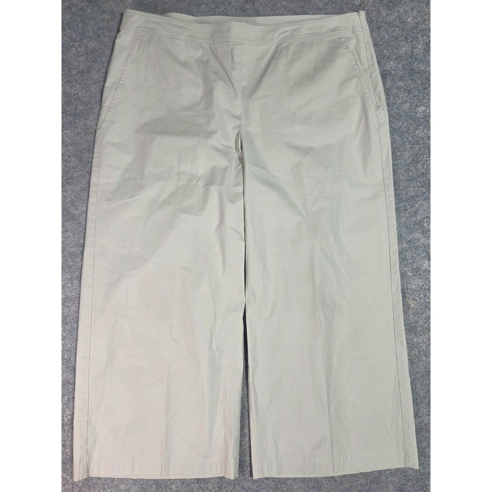 Eileen Fisher Organic Cotton Stretch Wide Leg Cropped Pants Tan Large